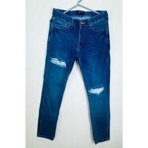 Forever 21 Mens Skinny Jeans Distressed Size 30 Vintage Dark Blue